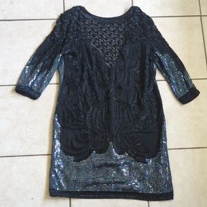 ASOS Black Iridescent Sequin Long Sleeve Dress